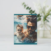 Custom een foto van vader en zoon briefkaart (Staand voorkant)