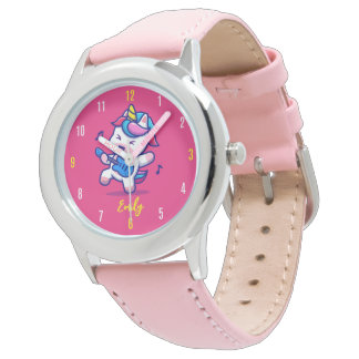 Custom Eenhoorn Meisjes Naam Roze Strap Kinder Hor Horloge