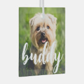 Custom Eenvoudig Elegant Pet Photo Glass Ornament (Voorkant Rechts)