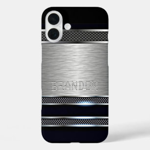 Custom Eenvoudig Modern Faux Metallic Stripes Patr iPhone 16 Plus Hoesje