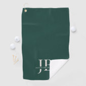 Custom Eenvoudig Monogram en Naam Groen Golfhanddoek (Insitu)