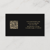 Custom Eenvoudig Monogram Zwart Goud Visitekaartje (Achterkant)