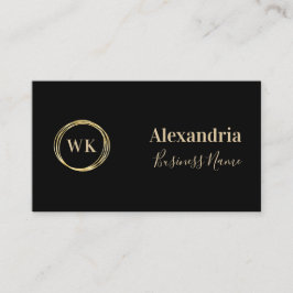 Custom Eenvoudig Monogram Zwart Goud Visitekaartje