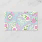 Custom Eenvoudig Stijlvol Roze Blauw Elegant Paisl Visitekaartje (Achterkant)
