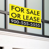 Custom Eenvoudig Te Koop of Lease Zwart Geel Spandoek (Buitenkant Gebouw)