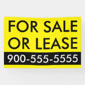 Custom Eenvoudig Te Koop of Lease Zwart Geel Spandoek (Horizontaal)