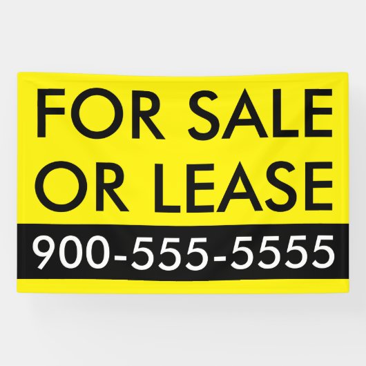 Custom Eenvoudig Te Koop of Lease Zwart Geel Spandoek (Horizontaal)