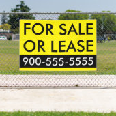 Custom Eenvoudig Te Koop of Lease Zwart Geel Spandoek (Insitu)