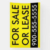 Custom Eenvoudig Te Koop of Lease Zwart Geel Spandoek (Verticaal)