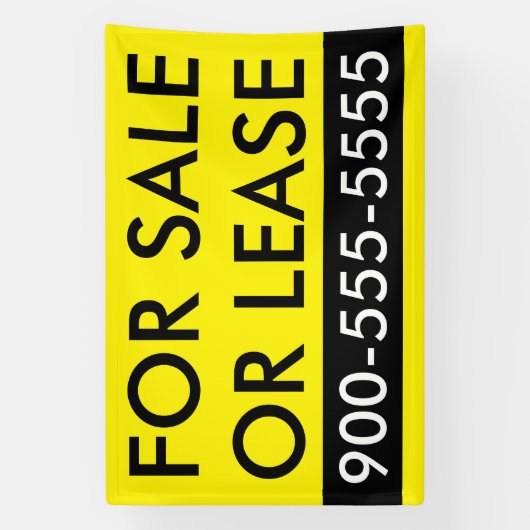 Custom Eenvoudig Te Koop of Lease Zwart Geel Spandoek (Verticaal)