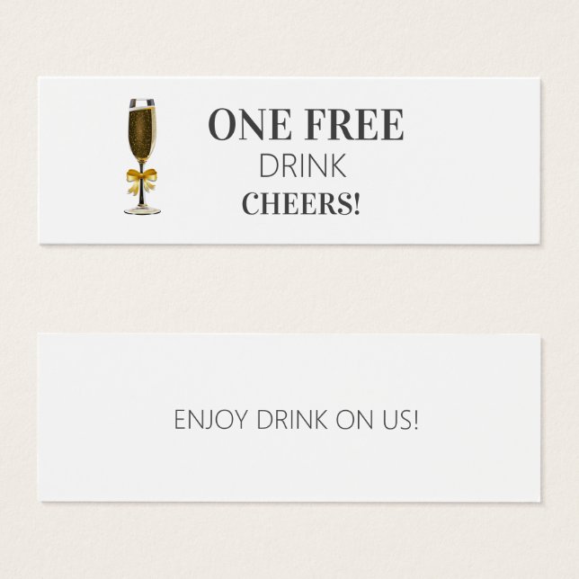 Custom Eenvoudige Bruiloft Gratis Drink Ticket Vou Mini Visitekaartjes (Voorkant /achterkant)