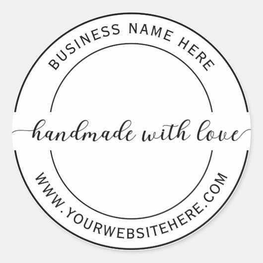 Custom Eenvoudige Handmade Met Liefde Ronde Sticker (Voorkant)