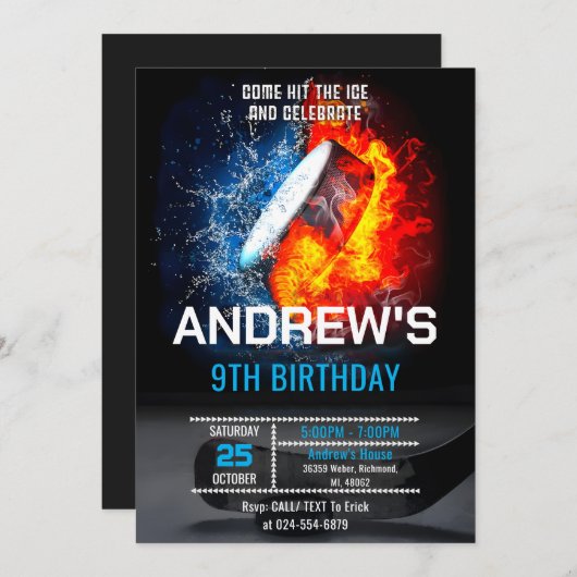 Custom Eenvoudige Hockey Verjaardag Uitnodiging (Voorkant / Achterkant)