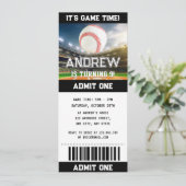 Custom eenvoudige honkbal ticket verjaardagsuitnod kaart (Staand voorkant)