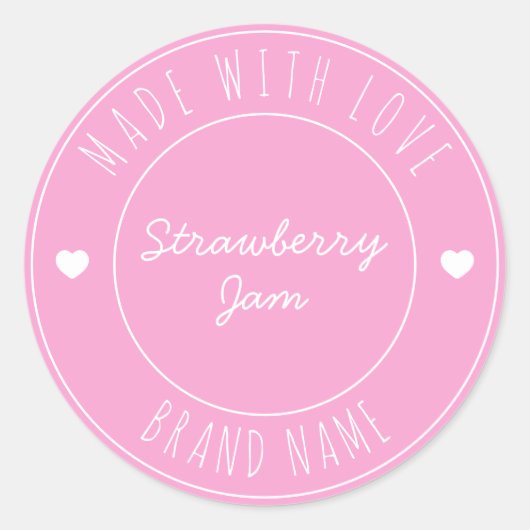 Custom Eenvoudige Moderne Jam Canning Roze Ronde Sticker (Voorkant)