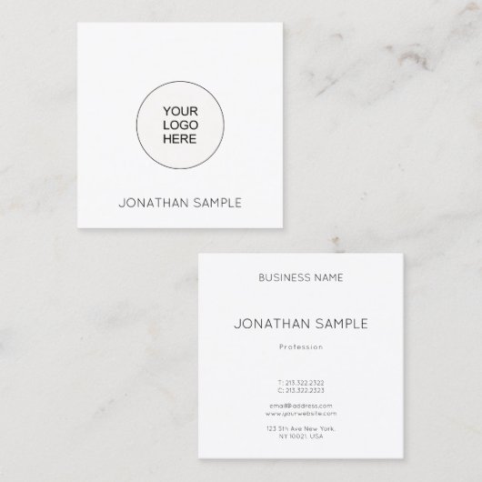 Custom Eenvoudige Sjabloon Upload uw Logo Modern Vierkante Visitekaartje (Voorkant / Achterkant)