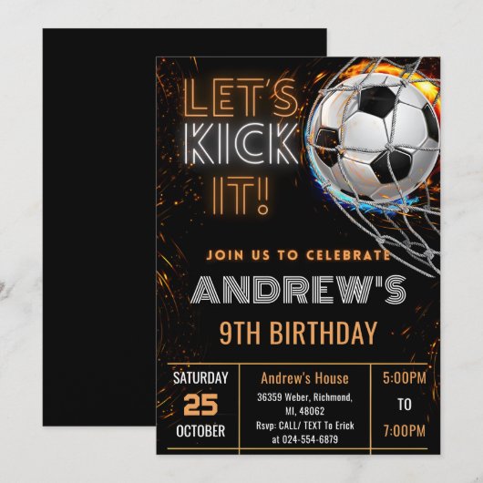 Custom Eenvoudige Voetbal Verjaardag uitnodiging (Voorkant / Achterkant)