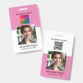 Custom Eenvoudige Werknemer Foto QR Code Bedrijf L Badge (Voor- en achterkant)