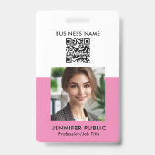 Custom Eenvoudige Werknemer Foto QR Code Bedrijf L Badge (Achterkant)