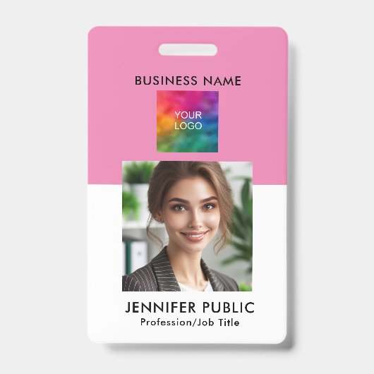 Custom Eenvoudige Werknemer Foto QR Code Bedrijf L Badge (Voorzijde)