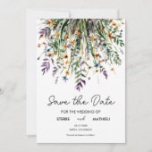 Custom Eenvoudige Wildbloemen Save The Date (Voorkant)