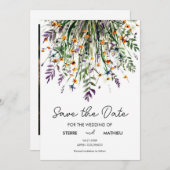 Custom Eenvoudige Wildbloemen Save The Date (Voorkant / Achterkant)