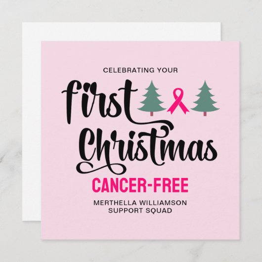 Custom EERSTE KERST Borstkanker Gratis Feestdagenkaart (Voorkant / Achterkant)