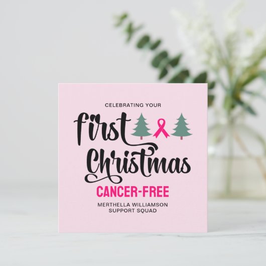 Custom EERSTE KERST Borstkanker Gratis Feestdagenkaart (Staand voorkant)
