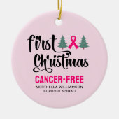 Custom EERSTE KERST Borstkanker Gratis Keramisch Ornament (Voorkant)
