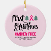 Custom EERSTE KERST Borstkanker Gratis Keramisch Ornament (Achterkant)
