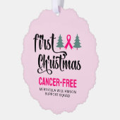 Custom EERSTE KERST Borstkanker Gratis Ornament Kaart (Links)