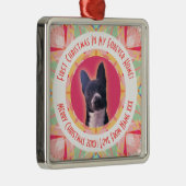 Custom Eerste Kerstster Modern Winter Red Pink Metalen Ornament (Rechts)