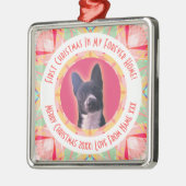 Custom Eerste Kerstster Modern Winter Red Pink Metalen Ornament (Links)