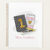 Custom eerste klas leraar zwart koffie planner (Voorkant)