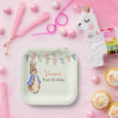 Custom Eerste Verjaardag Peter de konijnenbroodjes Papieren Bordje (Feest)