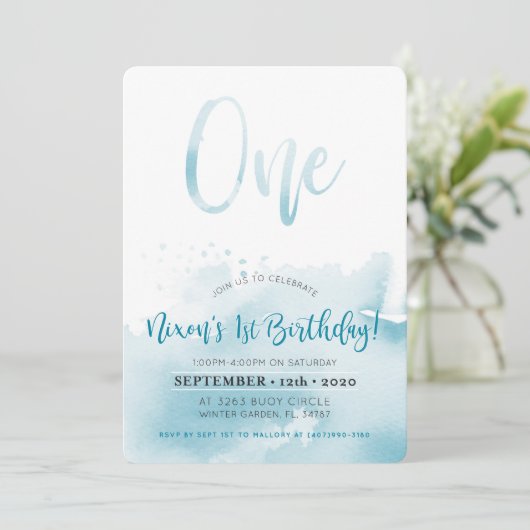 CUSTOM eerste verjaardag uitnodiging voor Nixon (Staand voorkant)