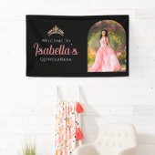 Custom Elegant 15th Birthday Quinceañera Welcome  Spandoek (Insitu)
