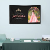 Custom Elegant 15th Birthday Quinceañera Welcome  Spandoek (Beurs)