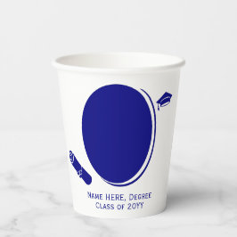 Custom Elegant 2-Foto Afstuderen Diploma Pet Blauw Papieren Bekers