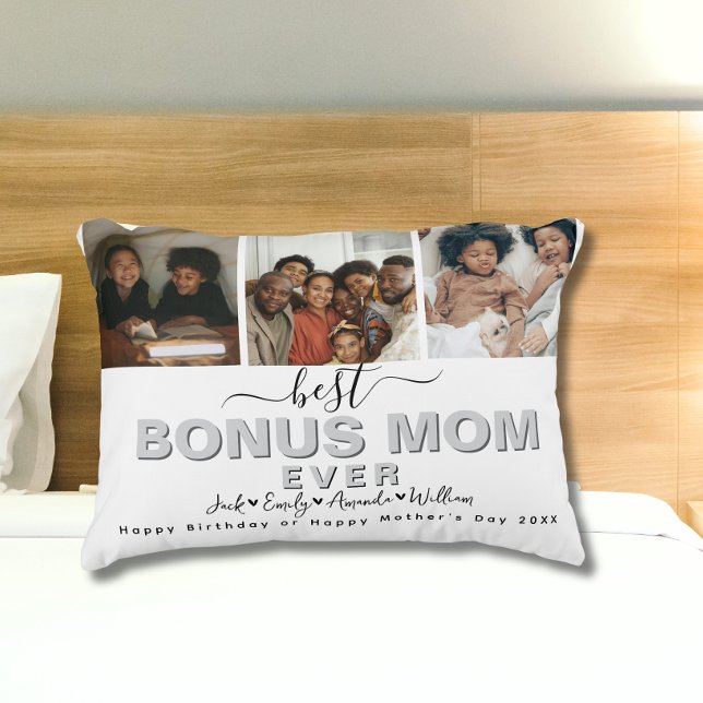 Custom Elegant Beste Bonus Mama Ooit Fotocollage Accent Kussen (Creator heeft geüpload)