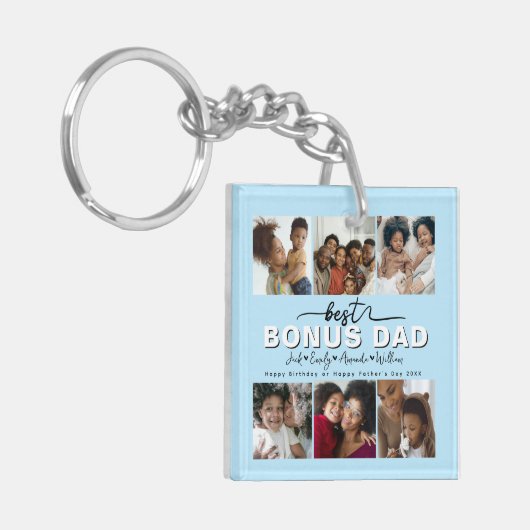 Custom Elegant Beste Bonus Papa Fotocollage Sleutelhanger (Voorkant Links)