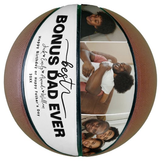 Custom Elegant Beste bonus vader ooit Fotocollage Basketbal (Verticaal)
