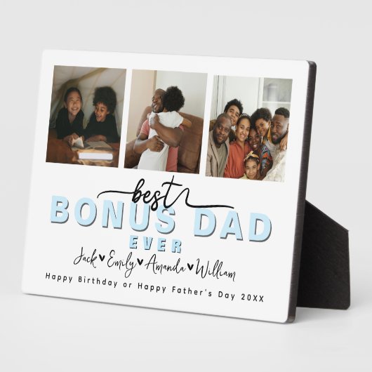 Custom Elegant Beste bonus vader ooit Fotocollage Fotoplaat (Zijkant)