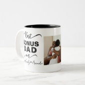Custom Elegant Beste bonus vader ooit Fotocollage Tweekleurige Koffiemok (Voorkant links)
