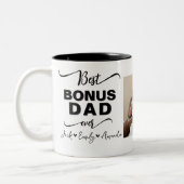 Custom Elegant Beste bonus vader ooit Fotocollage Tweekleurige Koffiemok (Links)