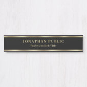 Custom Elegant Black And Gold House Office School Deurbordje (Voorkant)