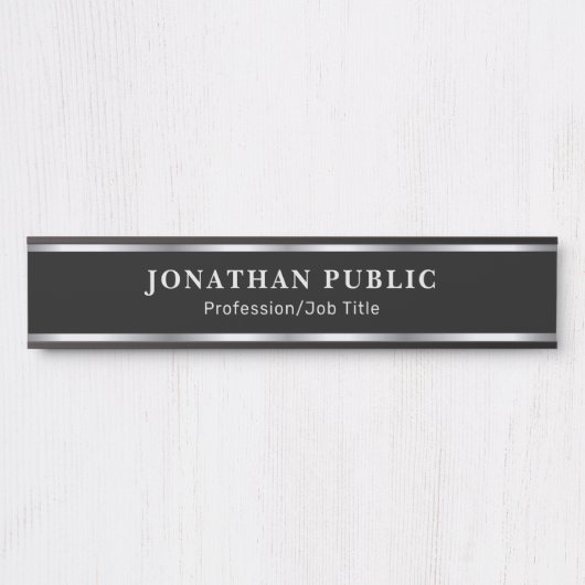 Custom Elegant Black And Silver Template Home Deurbordje (Voorkant)