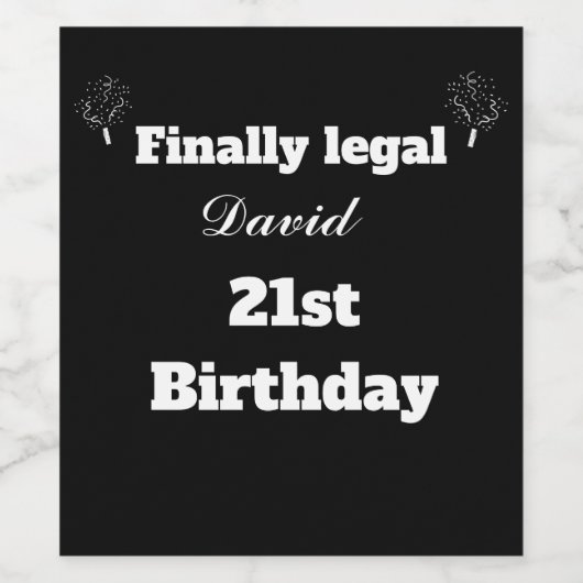 Custom Elegant Black eindelijk legaal 21e verjaard Wijn Etiket (Enkel label)