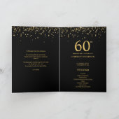 Custom Elegant Black & Gold confetti 60th Birthday Programma (Binnen)
