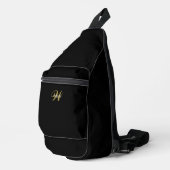 Custom Elegant Black Gold Initial Monogram Sling Bag (Rechterhoek)